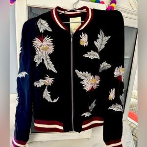 Anthropologie Embroidered Bomber Jacket